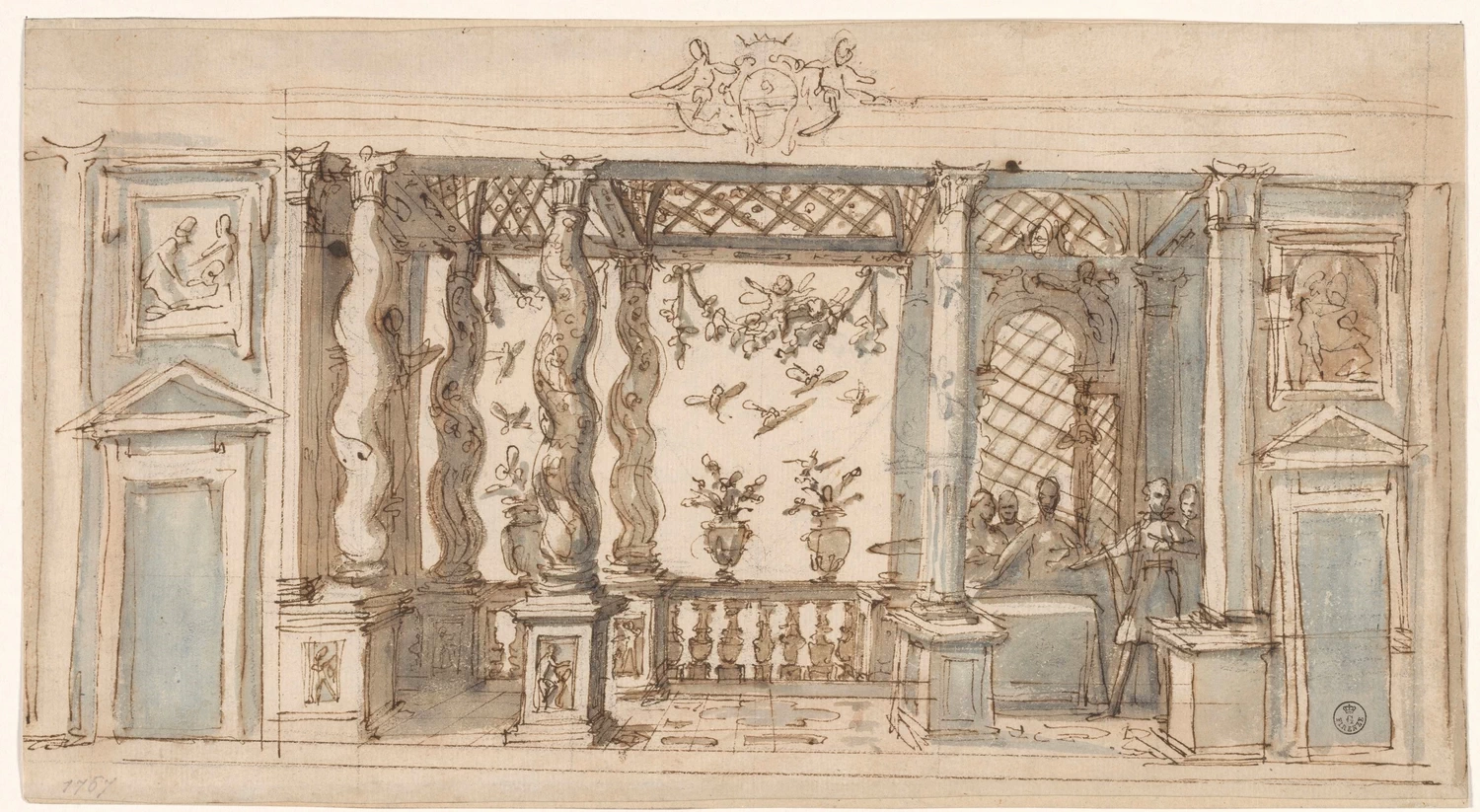 Studio ornamentale con colonnato e figure - Gallerie degli Uffizi, Firenze